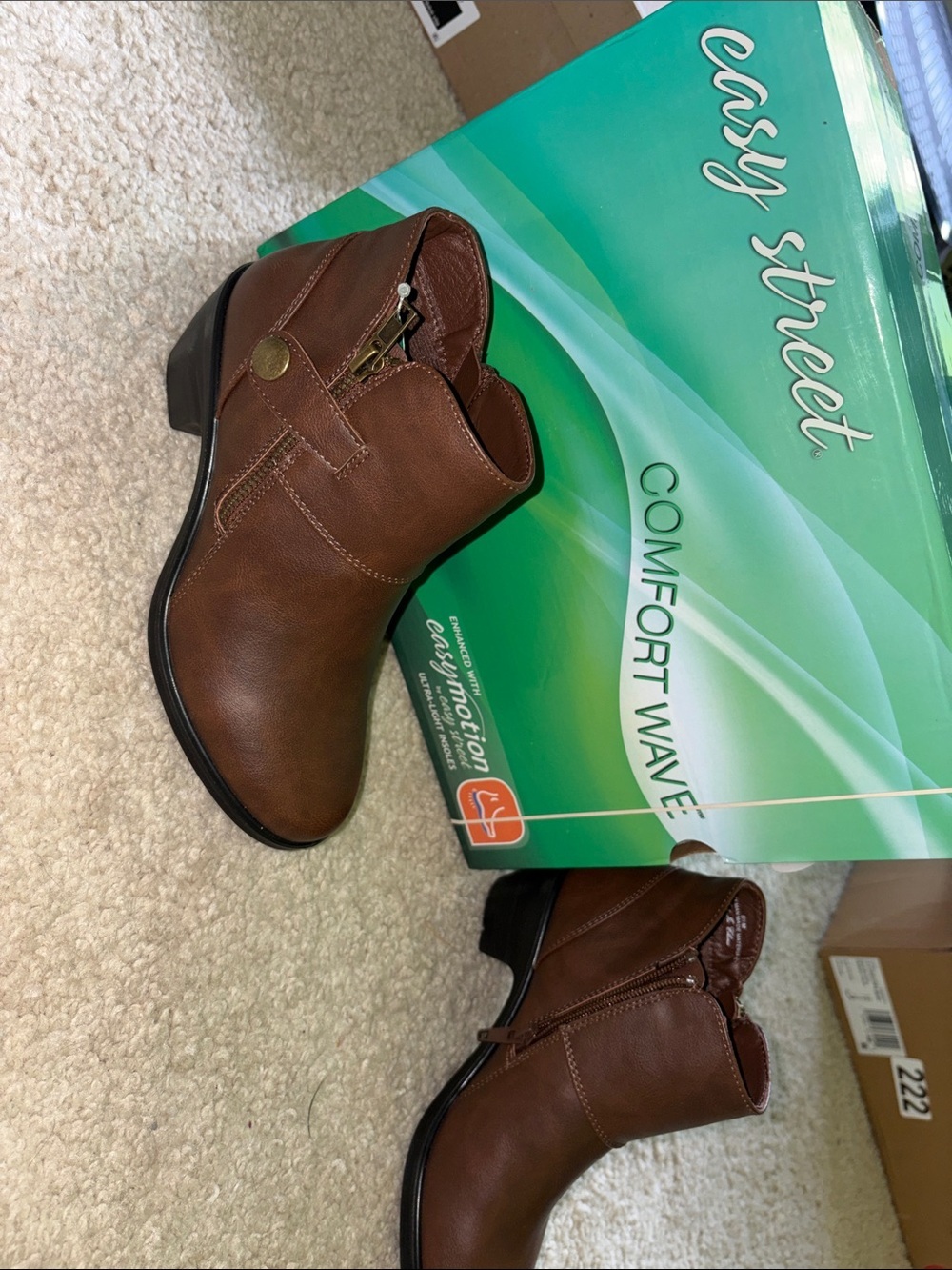 easy street Brown Ankle Booties with Side Zip